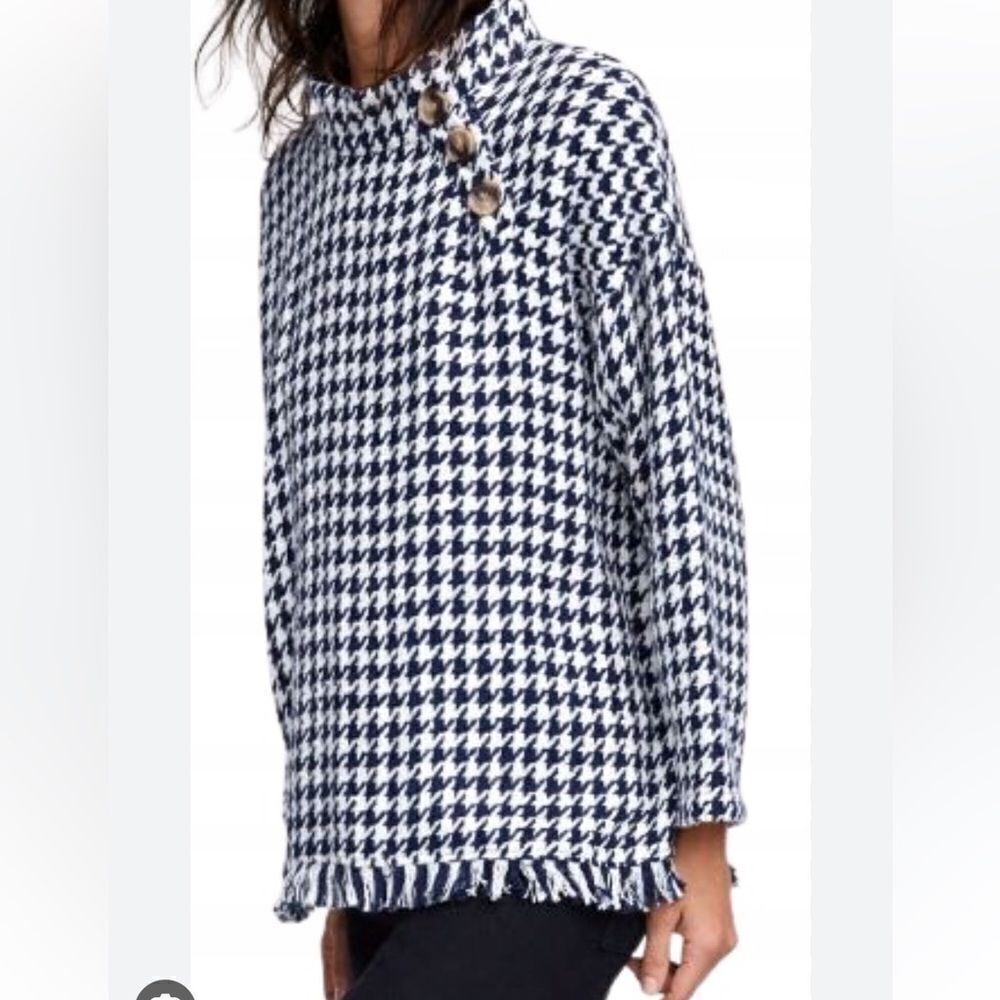 Zara Houndstooth Cape Top